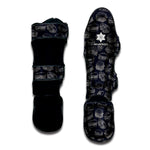 Navy Doodle Sandwich Pattern Print Muay Thai Shin Guard