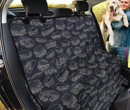 Navy Doodle Sandwich Pattern Print Pet Car Back Seat Cover