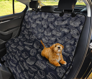 Navy Doodle Sandwich Pattern Print Pet Car Back Seat Cover