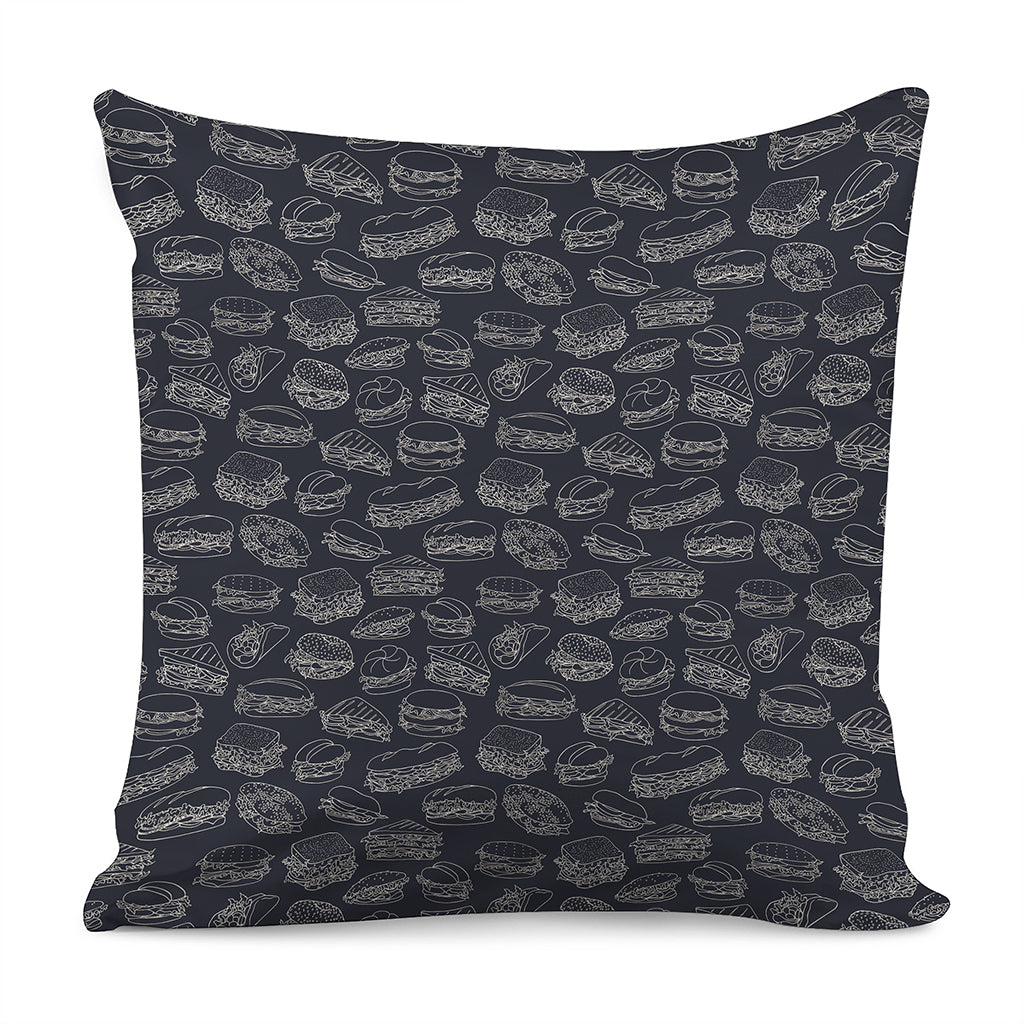 Navy Doodle Sandwich Pattern Print Pillow Cover