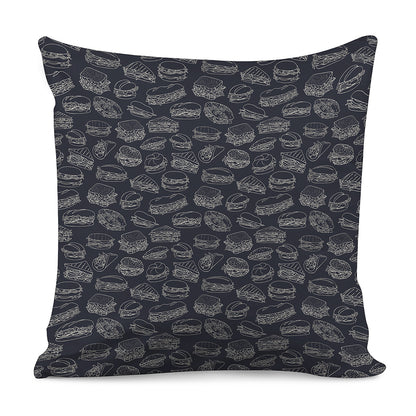 Navy Doodle Sandwich Pattern Print Pillow Cover