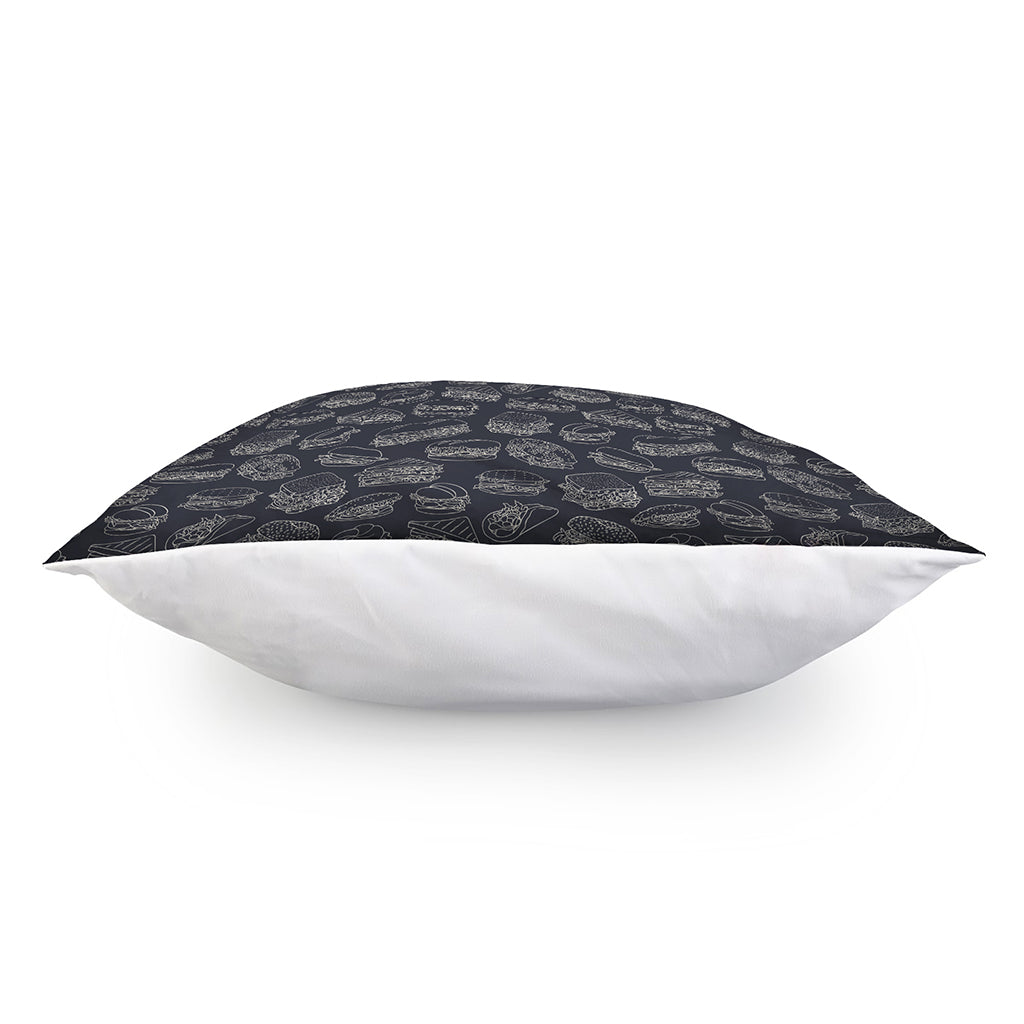 Navy Doodle Sandwich Pattern Print Pillow Cover
