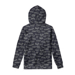 Navy Doodle Sandwich Pattern Print Pullover Hoodie