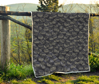 Navy Doodle Sandwich Pattern Print Quilt