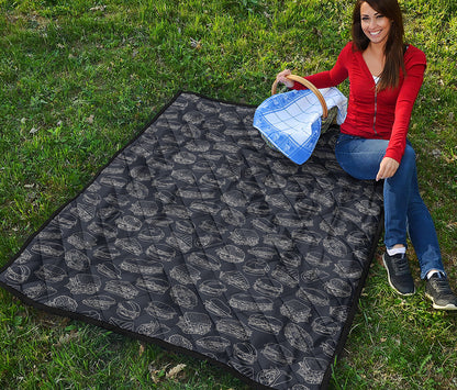 Navy Doodle Sandwich Pattern Print Quilt