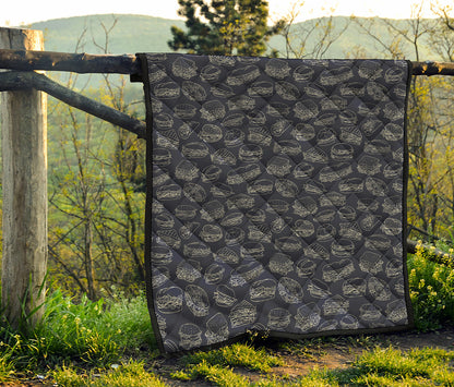 Navy Doodle Sandwich Pattern Print Quilt