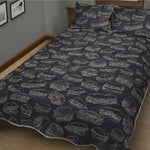 Navy Doodle Sandwich Pattern Print Quilt Bed Set