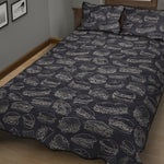 Navy Doodle Sandwich Pattern Print Quilt Bed Set