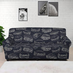 Navy Doodle Sandwich Pattern Print Sofa Cover