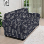 Navy Doodle Sandwich Pattern Print Sofa Cover