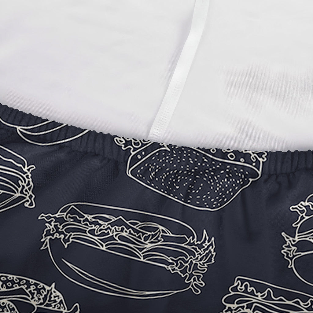 Navy Doodle Sandwich Pattern Print Sofa Cover