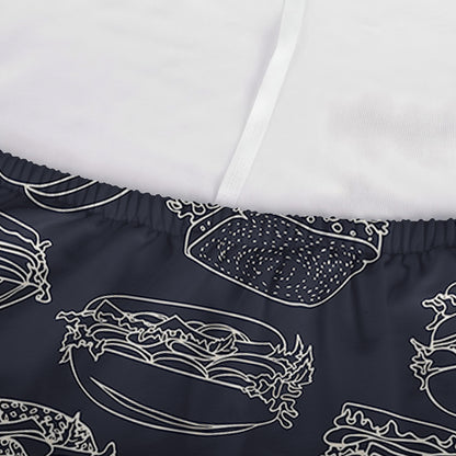 Navy Doodle Sandwich Pattern Print Sofa Cover