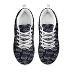 Navy Doodle Sandwich Pattern Print White Sneakers