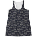 Navy Doodle Sandwich Pattern Print Women's Racerback Tank Top