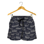 Navy Doodle Sandwich Pattern Print Women's Shorts