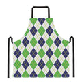 Navy Green And White Argyle Print Apron