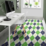 Navy Green And White Argyle Print Area Rug