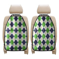 Navy Green And White Argyle Print Car Seat Organizers