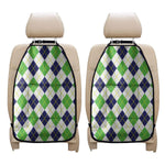 Navy Green And White Argyle Print Car Seat Organizers