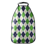 Navy Green And White Argyle Print Car Seat Organizers