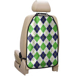 Navy Green And White Argyle Print Car Seat Organizers