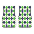 Navy Green And White Argyle Print Front Car Floor Mats