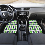 Navy Green And White Argyle Print Front Car Floor Mats