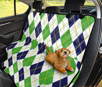Navy Green And White Argyle Print Pet Car Back Seat Cover
