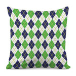 Navy Green And White Argyle Print Pillow Cover