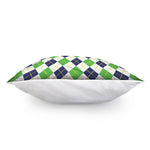 Navy Green And White Argyle Print Pillow Cover