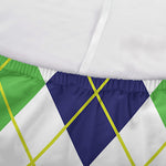 Navy Green And White Argyle Print Sofa Cover