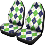 Navy Green And White Argyle Print Universal Fit Car Seat Covers