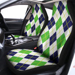 Navy Green And White Argyle Print Universal Fit Car Seat Covers
