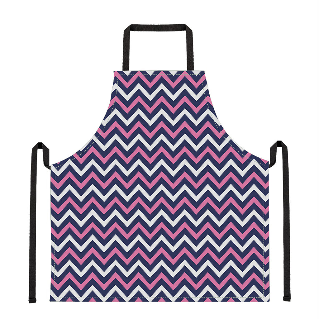 Navy Pink And White Chevron Print Apron