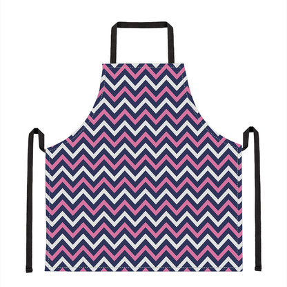 Navy Pink And White Chevron Print Apron