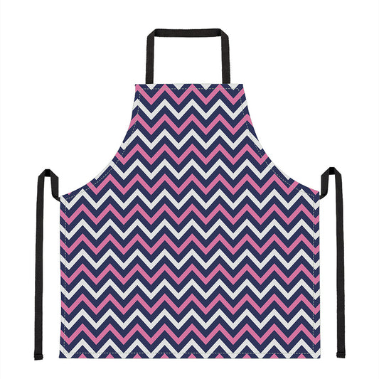 Navy Pink And White Chevron Print Apron