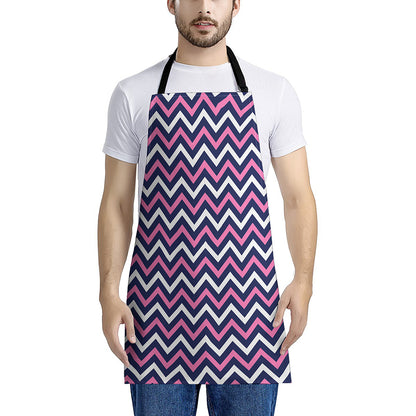 Navy Pink And White Chevron Print Apron