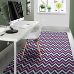 Navy Pink And White Chevron Print Area Rug