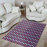 Navy Pink And White Chevron Print Area Rug