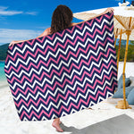 Navy Pink And White Chevron Print Beach Sarong Wrap
