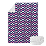 Navy Pink And White Chevron Print Blanket