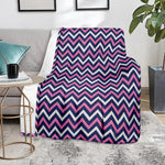 Navy Pink And White Chevron Print Blanket