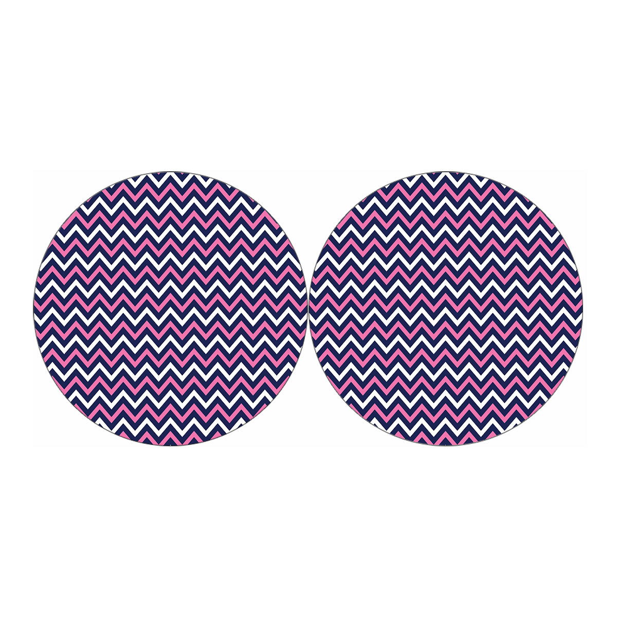 Navy Pink And White Chevron Print Car Coasters