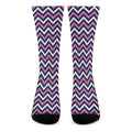 Navy Pink And White Chevron Print Crew Socks