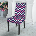 Navy Pink And White Chevron Print Dining Chair Slipcover