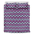 Navy Pink And White Chevron Print Duvet Cover Bedding Set