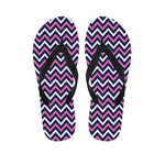 Navy Pink And White Chevron Print Flip Flops