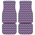 Navy Pink And White Chevron Print Front and Back Car Floor Mats