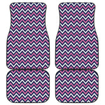 Navy Pink And White Chevron Print Front and Back Car Floor Mats