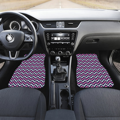 Navy Pink And White Chevron Print Front and Back Car Floor Mats